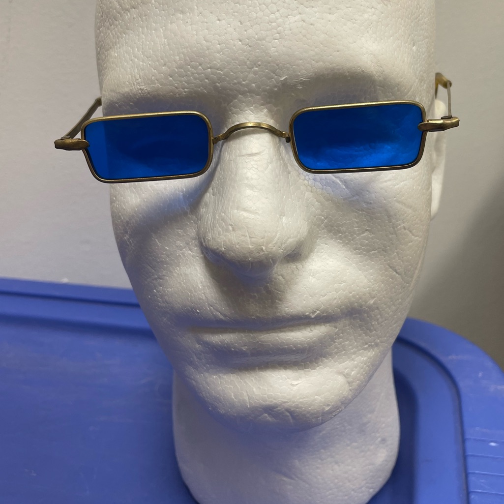 Rare Vintage 1960s Cobalt Blue Specks Rectangle Hippie Sunglasses The Byrds Styl